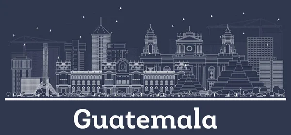 Esquema Ciudad de Guatemala Skyline con edificios blancos . — Vector de stock