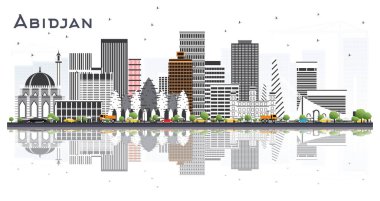 Abidjan Ivory Coast City Skyline with Gray Buildings and Reflect clipart