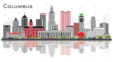 Kolomb Ohio Gri Binalar ve Yansımalar İzolasyonu ile Skyline