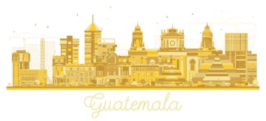 Guatemala City Skyline Silueti Altın Binalar İzole Edildi