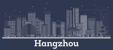 Hangzhou Çin Şehri Beyaz Binalarla Ufuk Çizgisi.
