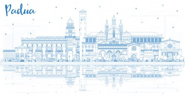 Blue Buildings ve Reflect ile Padua Italy City Skyline 'ın ana hatları