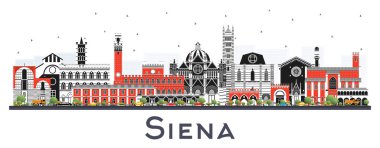 Siena Tuscany Italya Şehri Renkli Binalar İzole edilmiş
