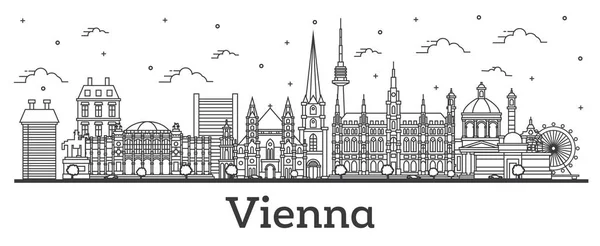 Outline Vienna Austria City Skyline con edifici storici Isol — Vettoriale Stock