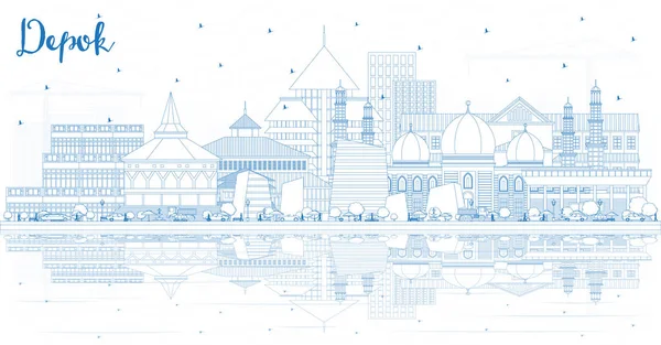 Depok Indonesia City Skyline with Blue Buildings and Ref — стоковий вектор
