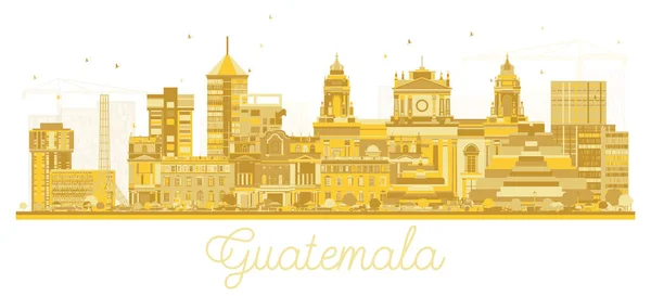 Gwatemala City Skyline sylwetka ze złotymi budynkami izolowane — Wektor stockowy