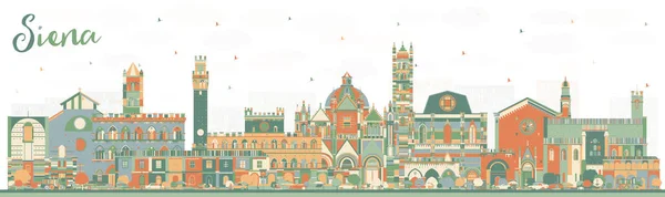 Siena Toscana Itália Cidade Skyline com edifícios a cores . —  Vetores de Stock