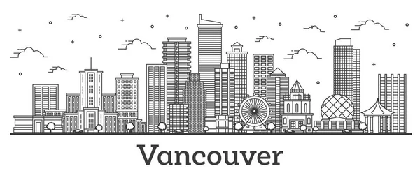 Outline Vancouver Canada City Skyline with Modern Buildings Isol — Stok Vektör