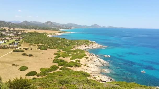 Сардинія Панорамний Ландшафт Літня Концепція Вид Гори Монте Турно Пляжі — стокове відео