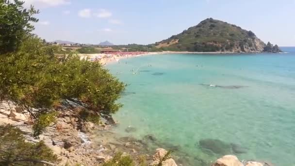 Sardunya Talya Cala Monte Turno San Pietro Plajları Mountain Monte — Stok video