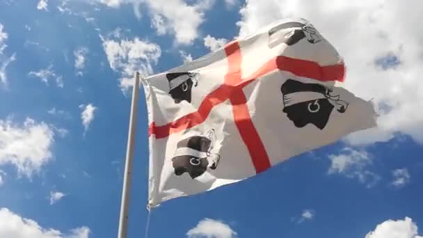 Waving Flag Sardinia Blue Sky Background Italy — Stock Video