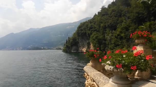 Lago Como Vista Bela Villa Italiana Balbianello — Vídeo de Stock