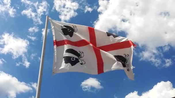 Waving Flag Sardinia Blue Sky Background Italy — Stock Video