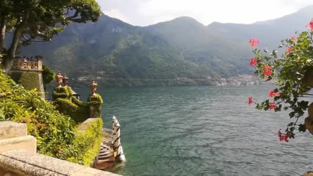 Lago Como Vista Bela Villa Italiana Balbianello — Vídeo de Stock