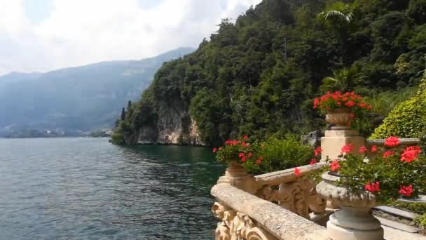 Lago Como Vista Bela Villa Italiana Balbianello — Vídeo de Stock