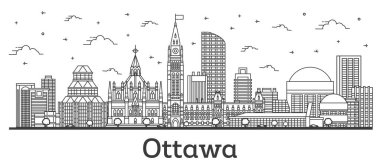 Ana hatlarıyla Ottawa Canada City Skyline Modern Binalar İzole