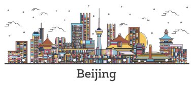 Beijing 'in ana hatlarıyla Çin Şehri Renk Binaları izole edilmiş Skyline