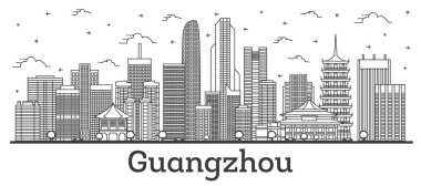 Guangzhou Çin Şehir Merkezi Modern Binalar İsola ile Skyline ana hatları