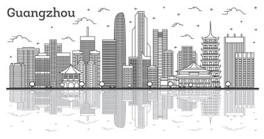 Modern Binalar ve R ile Guangzhou Çin Şehri Skyline 'ı özetleyin.