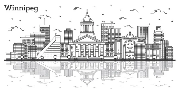 Outline Winnipeg Canada City Skyline with Modern Buildings and R — 스톡 벡터