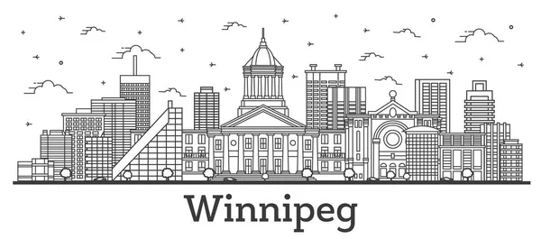 Esboço Winnipeg Canada City Skyline com Edifícios Modernos Isola —  Vetores de Stock
