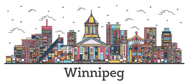 Контур Winnipeg Canada City Skyline с цветными зданиями Isolat — стоковый вектор