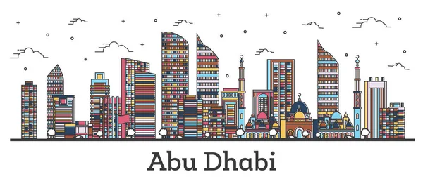 Esquema Abu Dhabi Emiratos Árabes Unidos Ciudad Skyline con Color B — Vector de stock