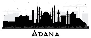 Adana Türkiye Şehri Silueti ve Siyah Binalar İzolasyonu