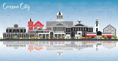 Carson City Nevada. Renkli binaları olan Skyline. Blue Sky.