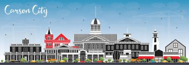 Carson City Nevada City Renkli Binalar ve Mavi Sk ile Skyline