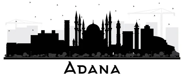 Adana Turkey City Skyline Silhouette with Black Buildings Isolat — 스톡 벡터