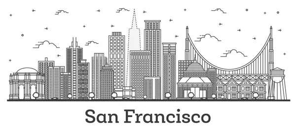 Очертания Сан-Франциско California City Skyline with Modern Buildi — стоковый вектор