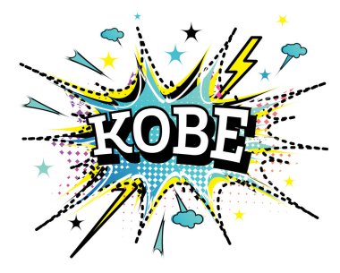 Beyaz Arkaplanda İzole Edilmiş Pop Sanat Biçimi Kobe Çizgi Metni.