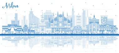 Milano 'nun ana hatları Mavi Binalar ve Yansımalar ile Skyline