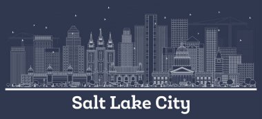 Outline Salt Lake City Utah City Skyline with White Buildings. clipart