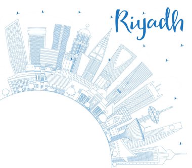 Mavi Binalar ve Ile Anahat Riyad Suudi Arabistan Şehir Skyline