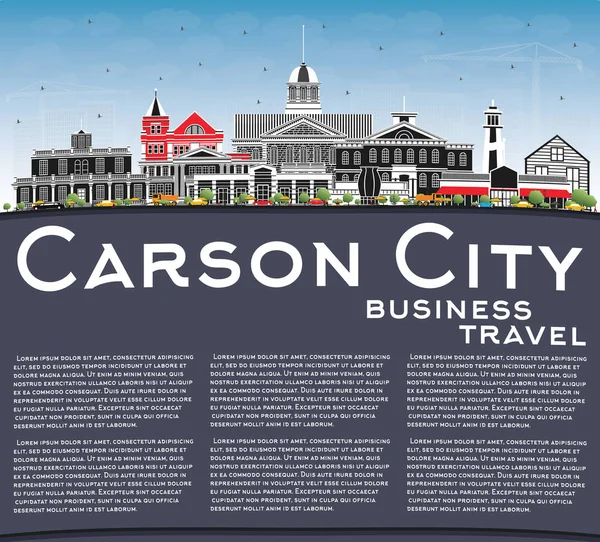 Carson City Nevada City Skyline con edificios de color, Blue Sky a — Vector de stock