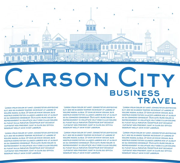 Disposition Carson City Nevada City Skyline med blå byggnader och — Stock vektor