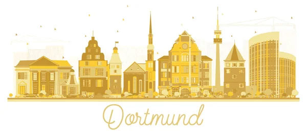 Dortmund Almanya Şehri Skyline Silueti ile Altın Binalar I — Stok Vektör