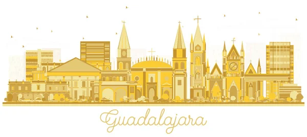 Guadalajara Mexico City Skyline Silhouet met gouden gebouwen — Stockvector