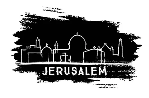 Jerusalém Cidade de Israel Skyline Silhouette. Desenho desenhado à mão . — Vetor de Stock