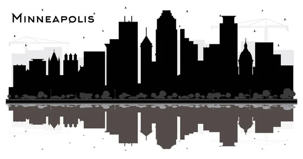 Minneapolis Minnesota USA City Skyline Silueta con Negro Bui — Vector de stock