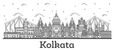 Kolkata Hindistan 'da Tarihi Binalar İsola ile Skyline ana hatları