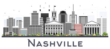 Nashville Tennessee City Skyline Renkli binalar izole edildi.