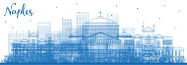 Outline Naples Italy City Skyline with Blue Buildings. clipart