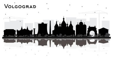 Volgograd Rusya Şehri Siyah Binalı Skyline Silueti