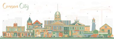 Carson City Nevada Renkli Binalarla Skyline. 