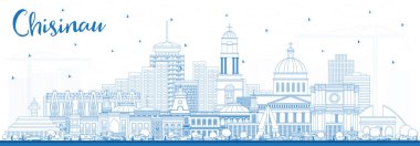Chisinau Moldova Şehri Mavi Binalı Skyline. 