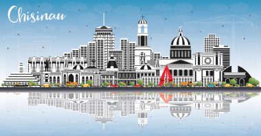 Chisinau Moldova City Skyline ile Gray Buildings, Blue Sky ve 