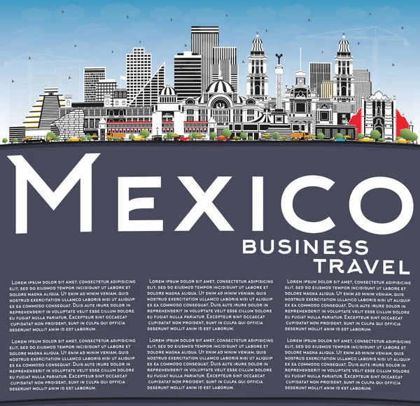 Gri Binalı Mexico City Skyline, Mavi Gökyüzü ve Boşluğu Kopyala